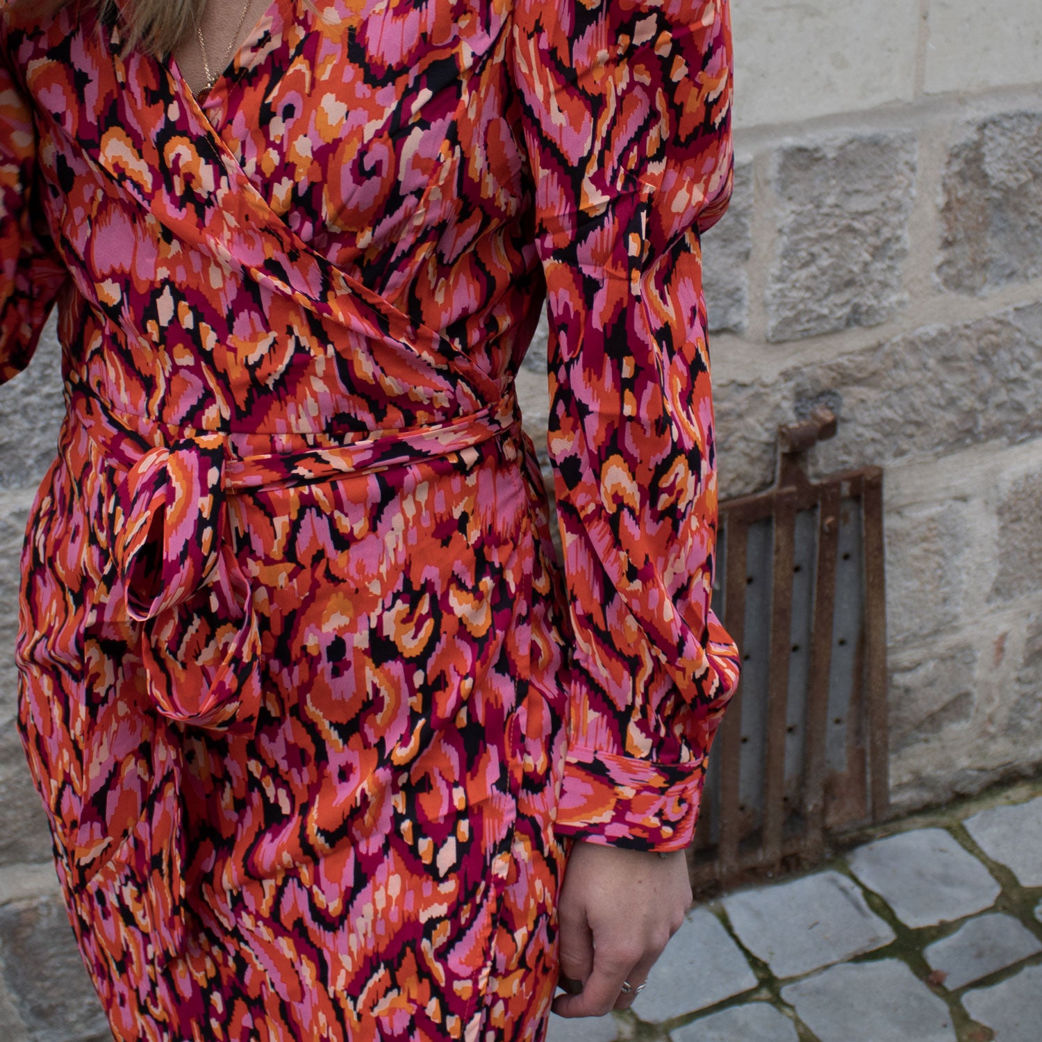 Robe Lola portefeuille imprimée rose